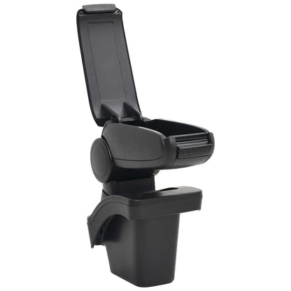 Car Armrest Black 6.3"x11.8"x(15.7"-19.7") ABS