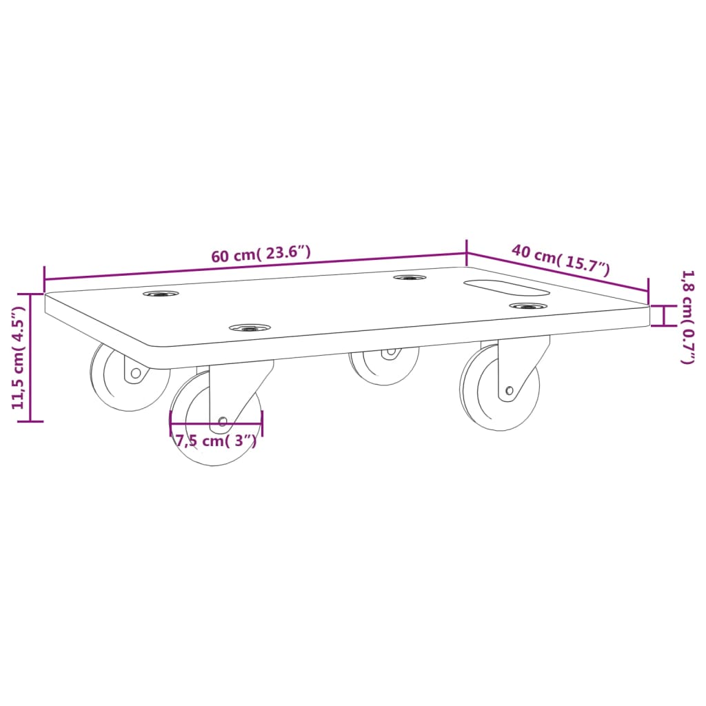 Transport Trolleys 2 pcs Rectangular 23.6"x15.7"x4.5" 551.2 lb