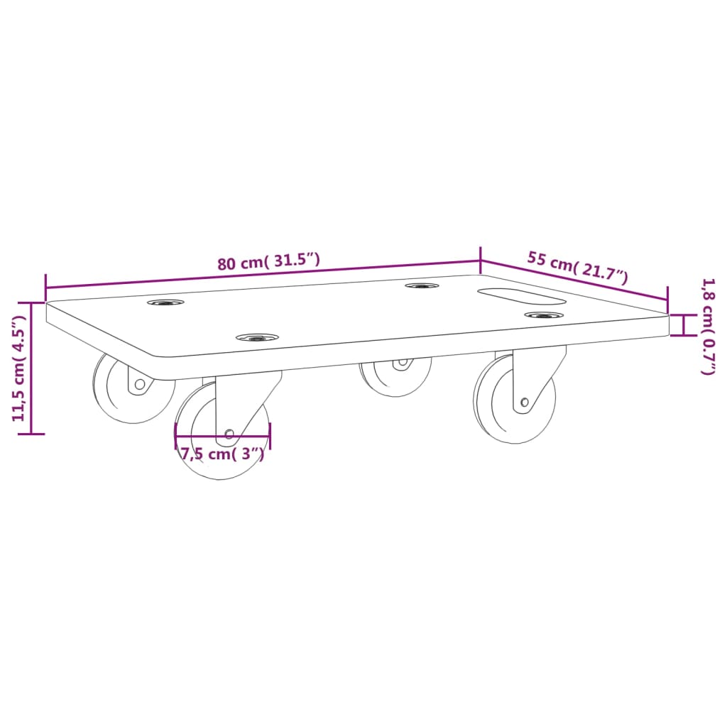 Transport Trolleys 2 pcs Rectangular 31.5"x21.7"x4.5" 551.2 lb