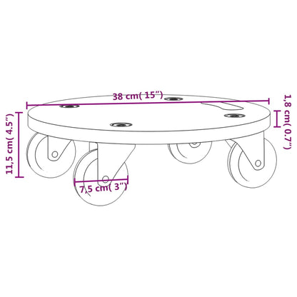 Transport Trolleys 2 pcs Round Ø15"x4.5" 551.2 lb