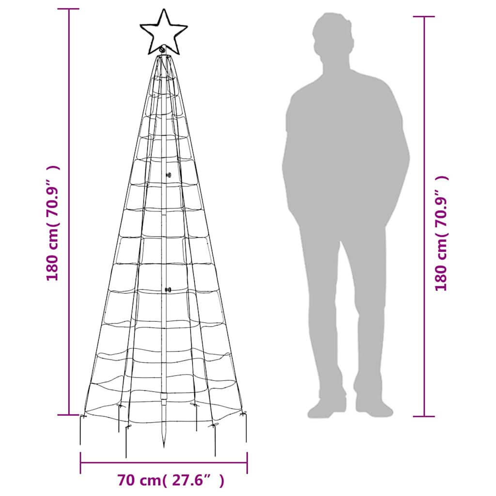 LED Christmas Tree with Spikes 220 LEDs Cold White 70.9"
