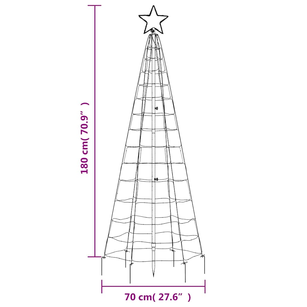 LED Christmas Tree with Spikes 220 LEDs Cold White 70.9"