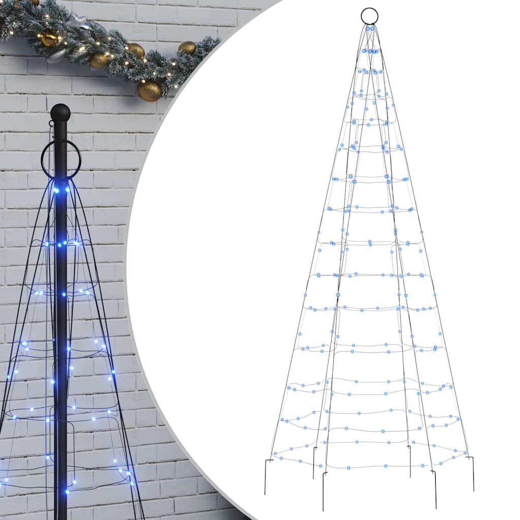 LED Christmas Tree Blue, Dark Green Copper, Iron Collapsible