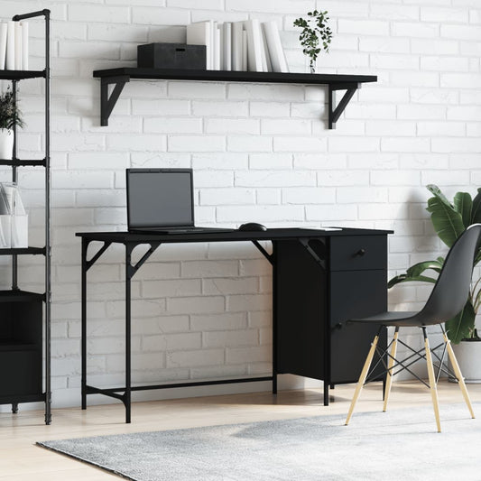 Computer Desk Black Engineered Wood, Metal Medium Computer Desk