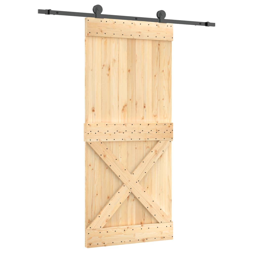 Sliding Door with Hardware Set 35.4x82.7" Solid Wood Pine
