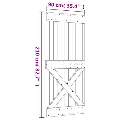 Sliding Door with Hardware Set 35.4x82.7" Solid Wood Pine
