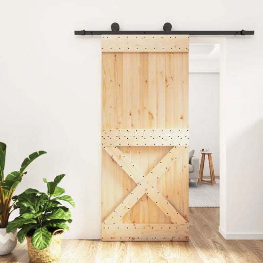 Sliding Door with Hardware Set 35.4x82.7" Solid Wood Pine