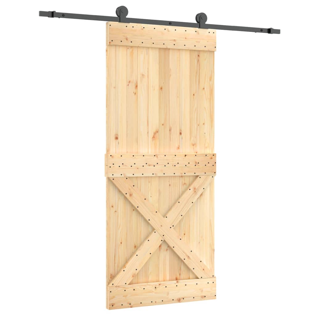 Sliding Door with Hardware Set 35.4x82.7" Solid Wood Pine