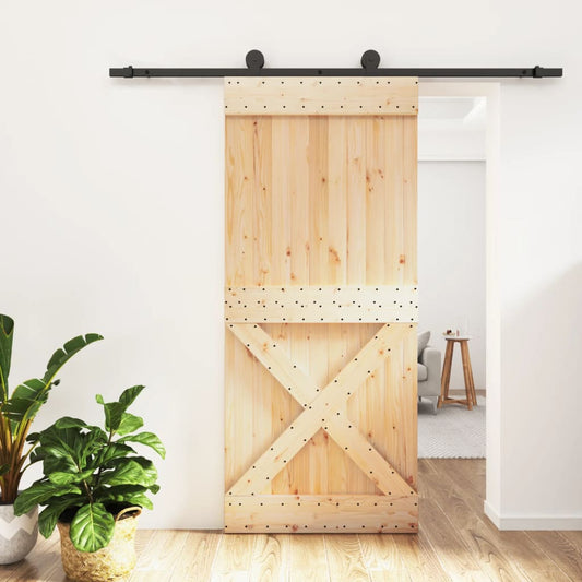 Sliding Door with Hardware Set 35.4x82.7" Solid Wood Pine