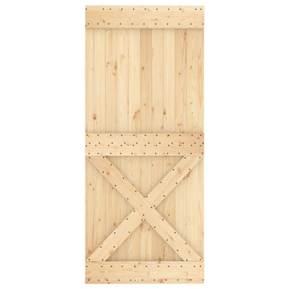 Sliding Door with Hardware Set 35.4x82.7" Solid Wood Pine