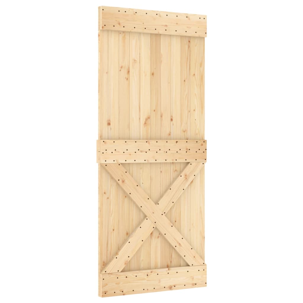 Sliding Door with Hardware Set 35.4x82.7" Solid Wood Pine