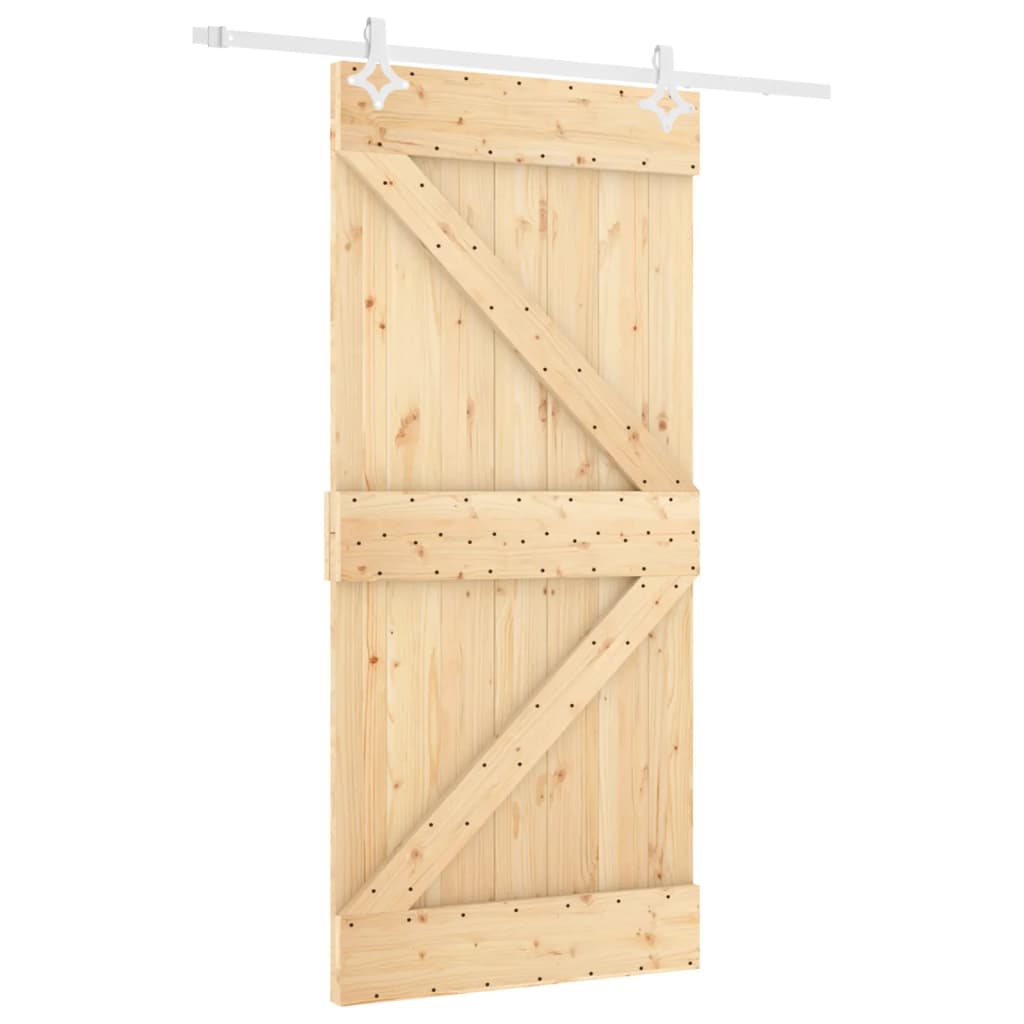 Sliding Door with Hardware Set 39.4x82.7" Solid Wood Pine