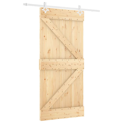 Sliding Door with Hardware Set 39.4x82.7" Solid Wood Pine