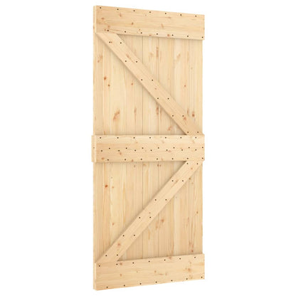Sliding Door with Hardware Set 39.4x82.7" Solid Wood Pine