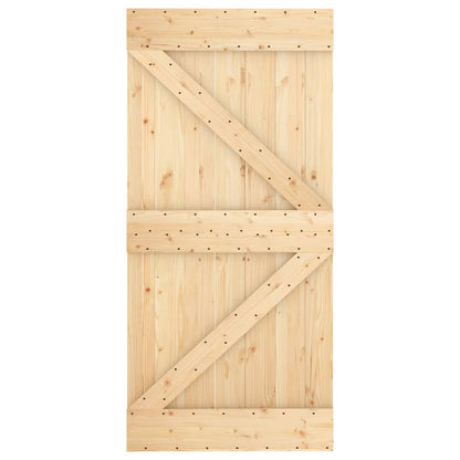 Sliding Door with Hardware Set 39.4x82.7" Solid Wood Pine