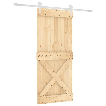 Sliding Door with Hardware Set 35.4x82.7" Solid Wood Pine