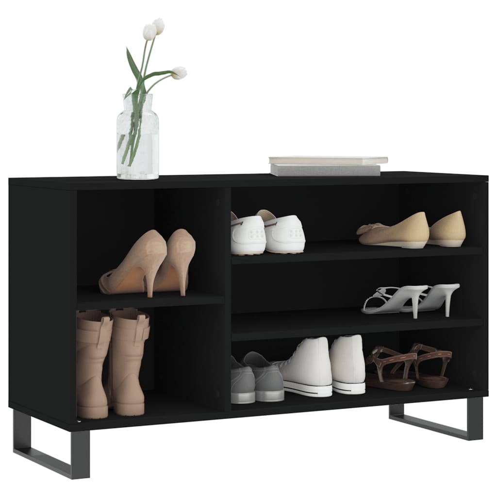Shoe Cabinet Black Engineered wood, Metal Medium Shoe Cabinet