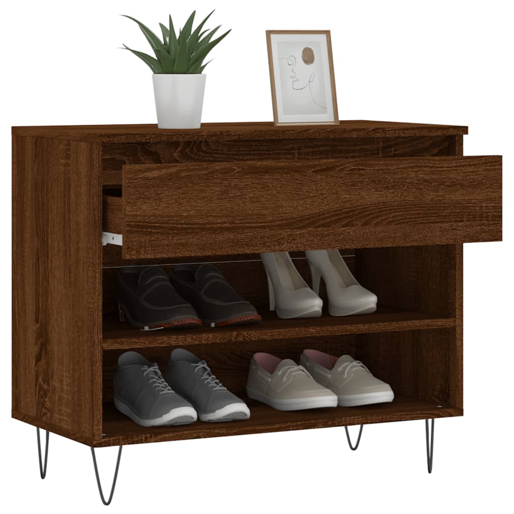 Shoe Cabinet Brown Oak Engineered wood Medium Shoe Cabinet