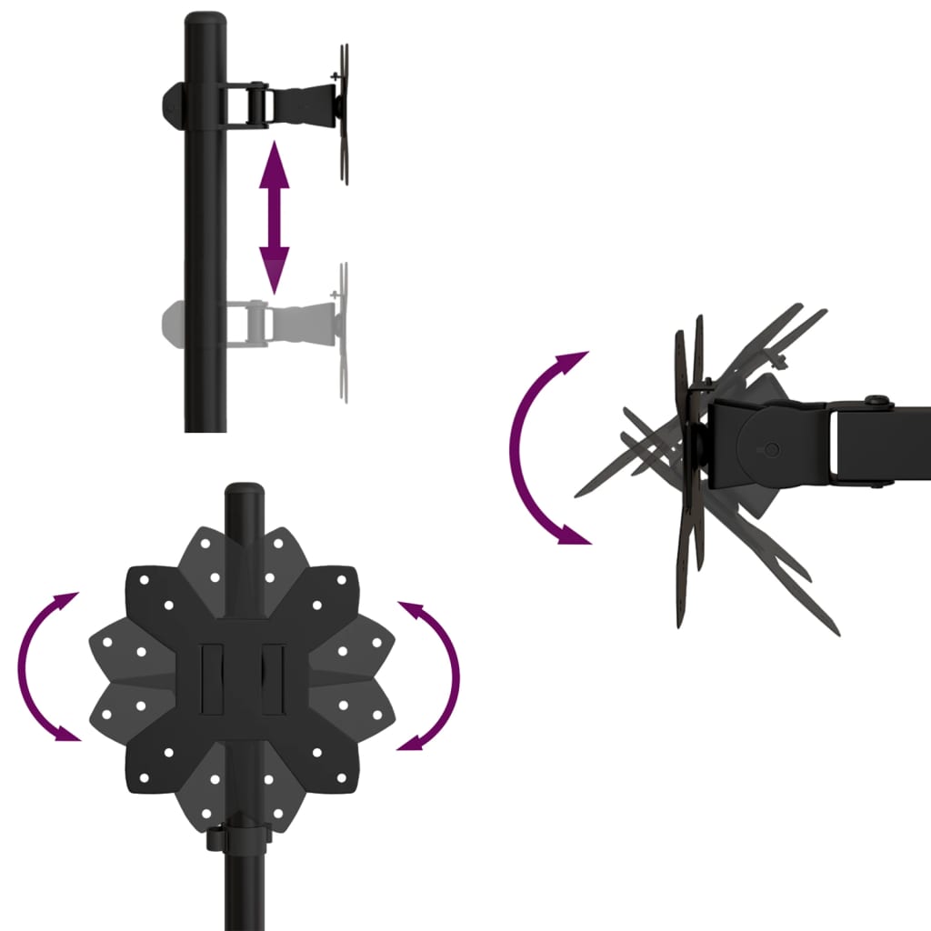 Dual Monitor Stand Black Steel VESA 75/3.94 "