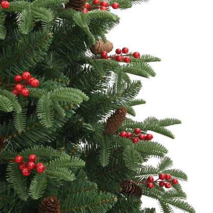 Artificial Hinged Christmas Tree Green with red berries PVC, PE, Iron