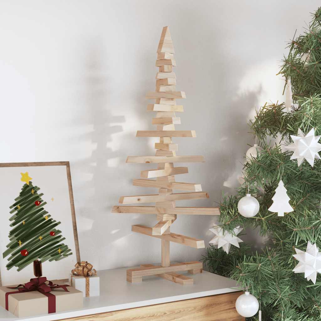 Wooden Christmas Tree for Decoration 35.4" Solid Wood Pine