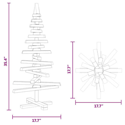 Wooden Christmas Tree for Decoration 35.4" Solid Wood Pine