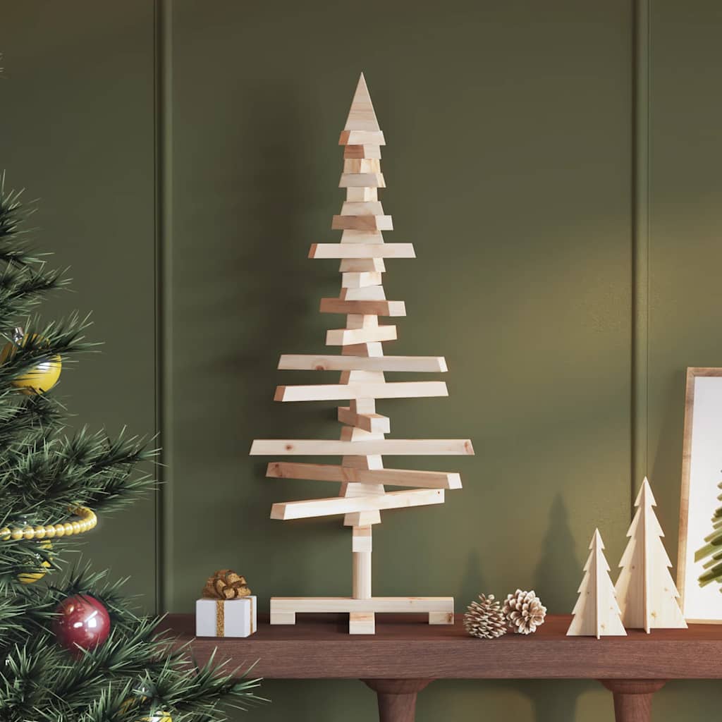 Wooden Christmas Tree for Decoration 35.4" Solid Wood Pine