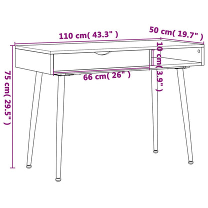 Computer Desk with Drawer Brown 43.3x19.7x29.5" Engineered Wood