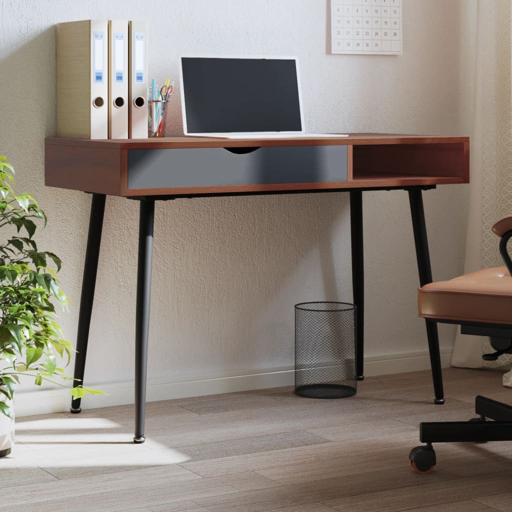 Computer Desk with Drawer Brown 43.3x19.7x29.5" Engineered Wood