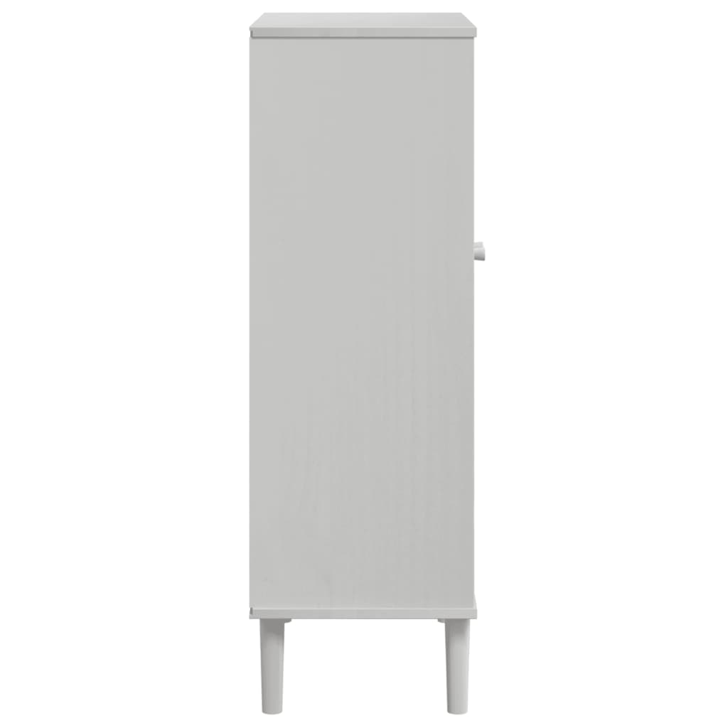 Shoe Cabinet SENJA Rattan Look White 23.4"x13.8"x42.1" Solid Wood