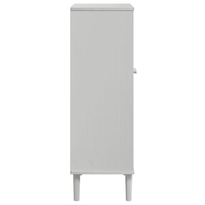 Shoe Cabinet SENJA Rattan Look White 23.4"x13.8"x42.1" Solid Wood