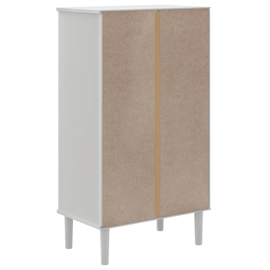 Shoe Cabinet SENJA Rattan Look White 23.4"x13.8"x42.1" Solid Wood