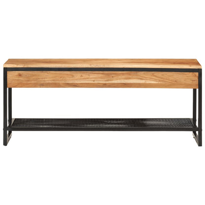 Shoe Bench Natural wood, Black Solid Acacia wood Medium