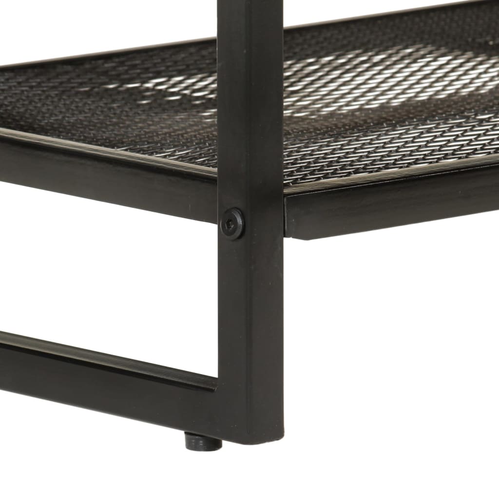 Shoe Bench Natural wood, Black Solid Acacia wood Medium