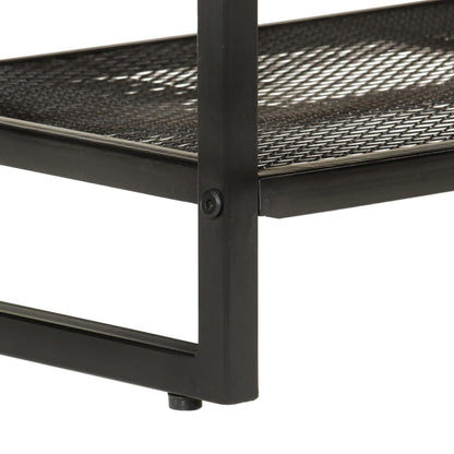 Shoe Bench Natural wood, Black Solid Acacia wood Medium