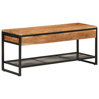 Shoe Bench Natural wood, Black Solid Acacia wood Medium
