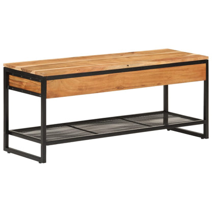 Shoe Bench Natural wood, Black Solid Acacia wood Medium