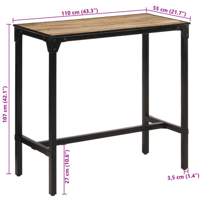 Bar Table 43.3"x21.7"x42.1" Solid Rough Wood Mango