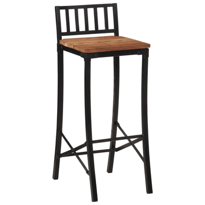 Bar Chair Set of 4 Natural wood and black