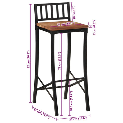 Bar Chair Set of 4 Natural wood and black
