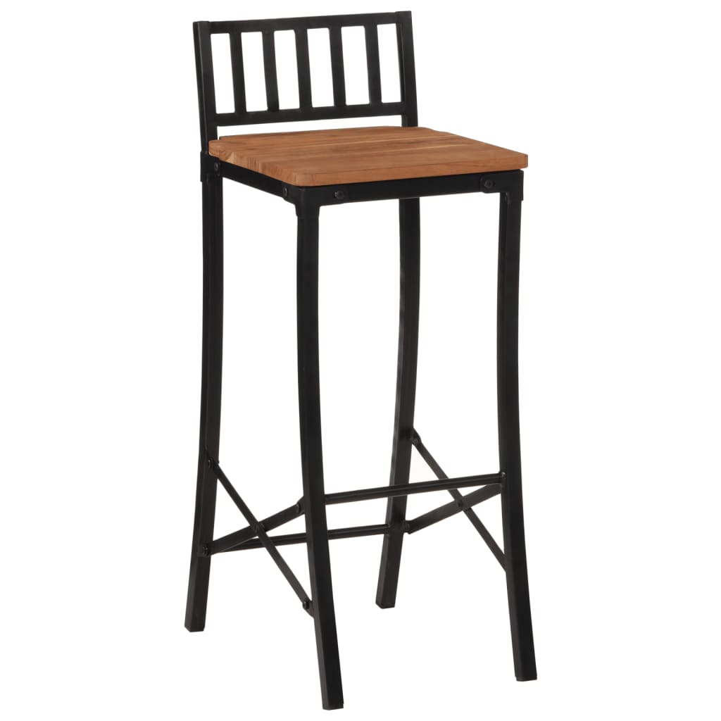 Bar Chair Set of 4 Natural wood and black