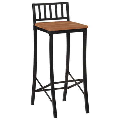 Bar Chair Set of 4 Natural wood and black