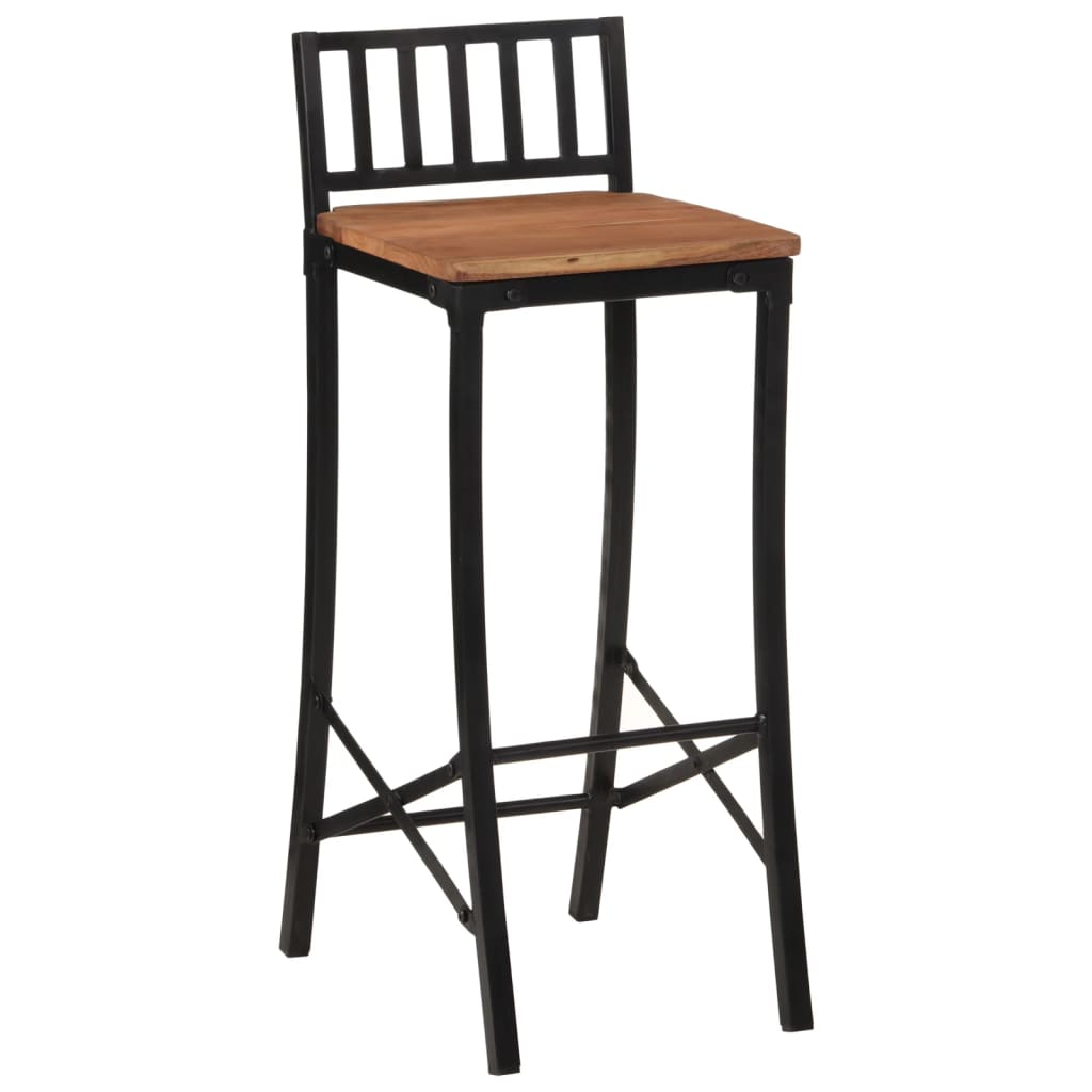 Bar Chair Set of 4 Natural wood and black