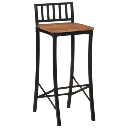 Bar Chair Set of 4 Natural wood and black