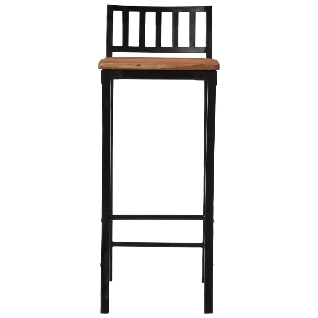 Bar Chair Set of 4 Natural wood and black