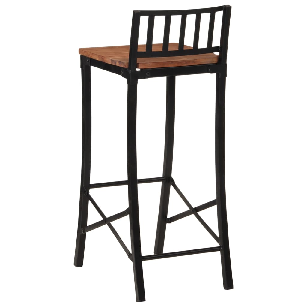 Bar Chair Set of 4 Natural wood and black