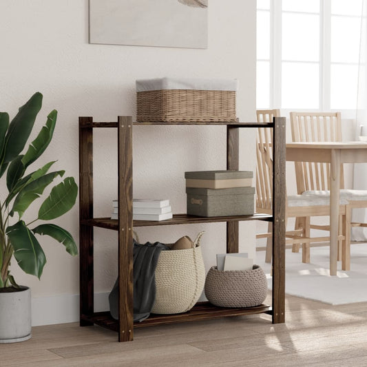 3-Tier Storage Rack Black 31.5x15.0x35.4" Solid Wood Pine