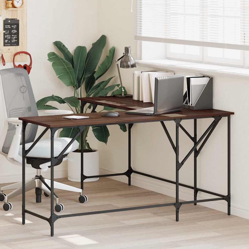 Desk Brown Oak 58.7"x58.7"x29.5" Engineered Wood