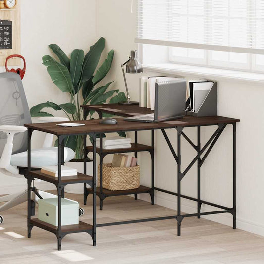 Desk Brown Oak 54.7"x54.7"x29.5" Engineered Wood