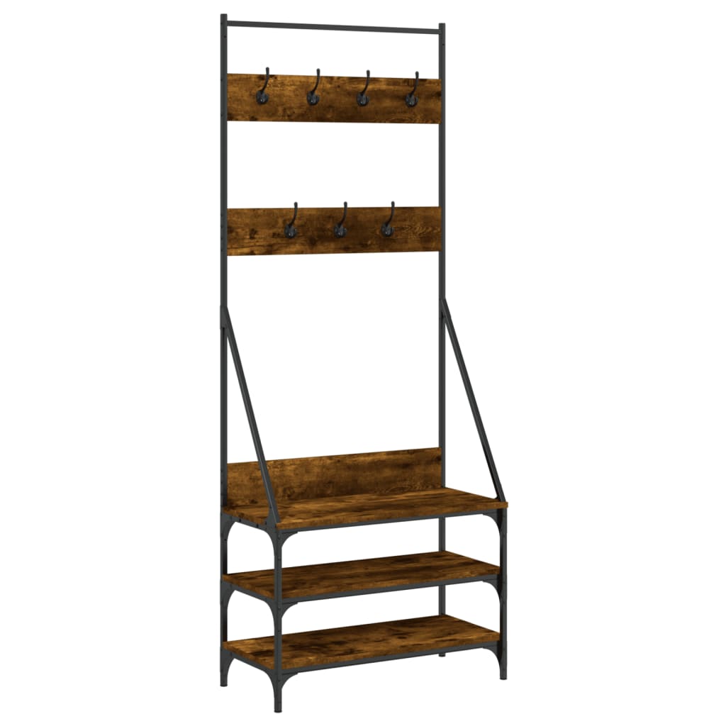 Clothes Rack Smoked Oak Engineered wood, Metal 28.3x13.4x72.4 in